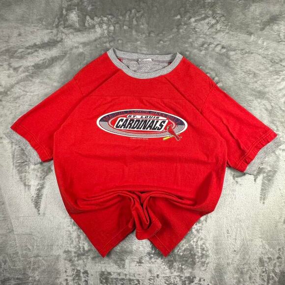 Vintage 2001 MLB St. louis Cardinals Image-wear Red/Grey Retro Logo T-shirt M-L - Picture 1 of 7